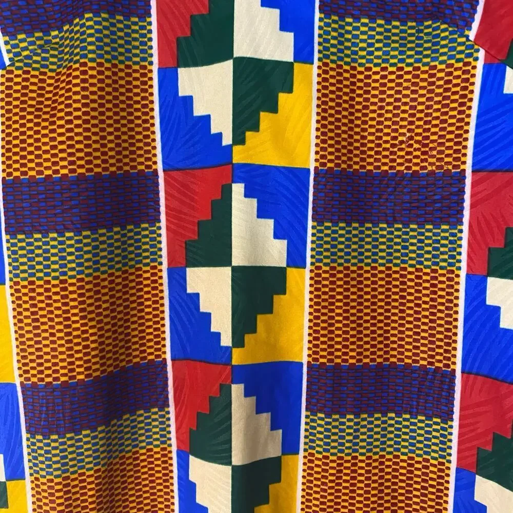Lapogee African Print Kaftan Colorful Summer Dress Ruffles Size Medium Lagenlook